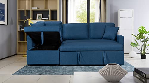 Fransoul 82" L-Shaped Convertible Sleeper Sofa - Black