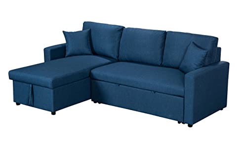 Fransoul 82" L-Shaped Convertible Sleeper Sofa - Black
