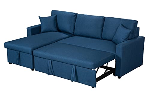 Fransoul 82" L-Shaped Convertible Sleeper Sofa - Black