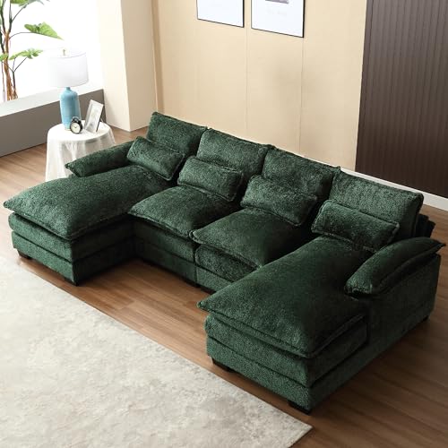 Emerald Green U-Shaped Modular Sectional Sofa