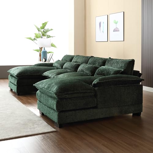 Emerald Green U-Shaped Modular Sectional Sofa