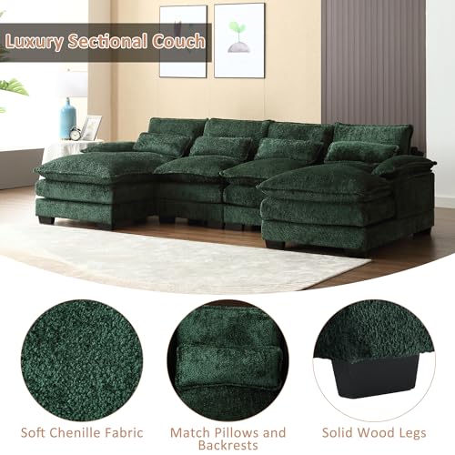 Emerald Green U-Shaped Modular Sectional Sofa