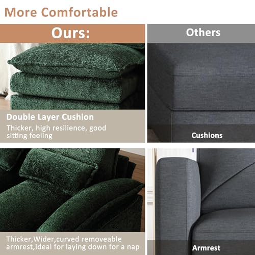Emerald Green U-Shaped Modular Sectional Sofa
