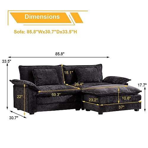 Modern 85.8" Sectional Couch with Chaise