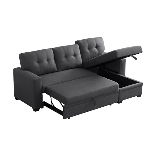 Chic Dark Gray Reversible Sleeper Sectional Sofa