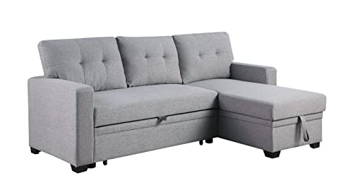 Convertible L-Shaped Sleeper Sofa with Storage - Light Grey