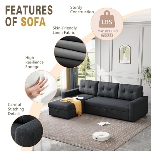 L-Shape Convertible Sectional Sofa with Storage
