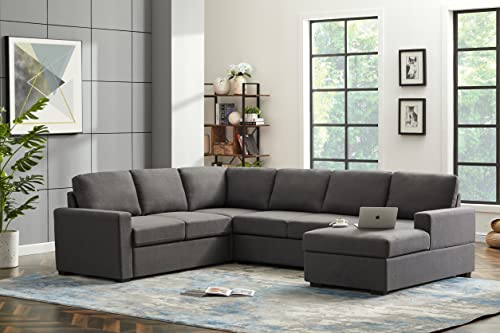 Dark Gray U-Shaped Sleeper Sectional Sofa