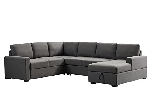 Dark Gray U-Shaped Sleeper Sectional Sofa