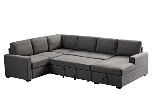 Dark Gray U-Shaped Sleeper Sectional Sofa
