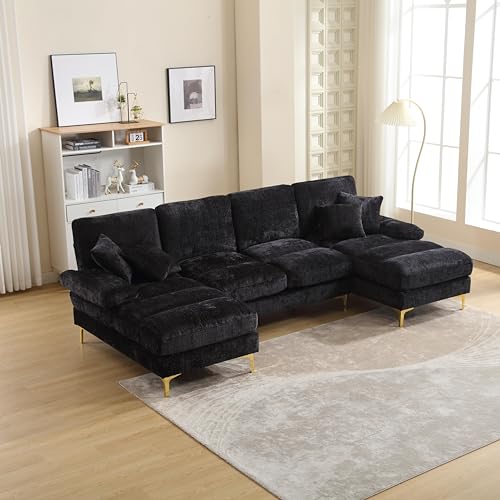Chenille U-Shaped 4-Seat Sectional Sofa Set