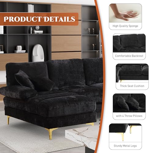 Chenille U-Shaped 4-Seat Sectional Sofa Set