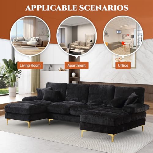 Chenille U-Shaped 4-Seat Sectional Sofa Set