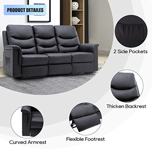 Consofa 3-Seater Reclining Sofa with Cup Holders