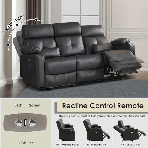 Power Reclining Sofa with Heat, Massage & USB Ports