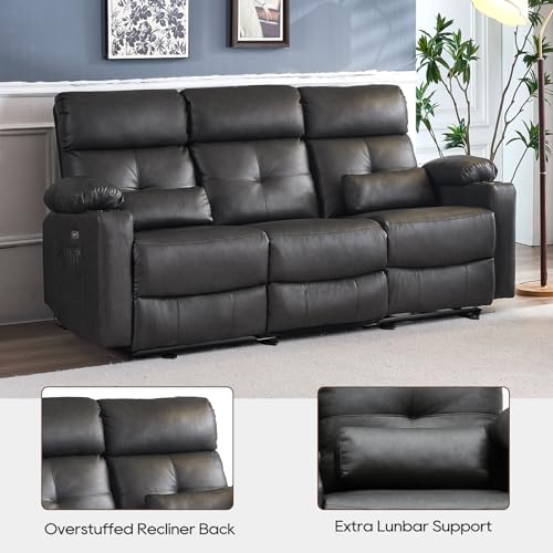 Power Reclining Sofa with Heat, Massage & USB Ports