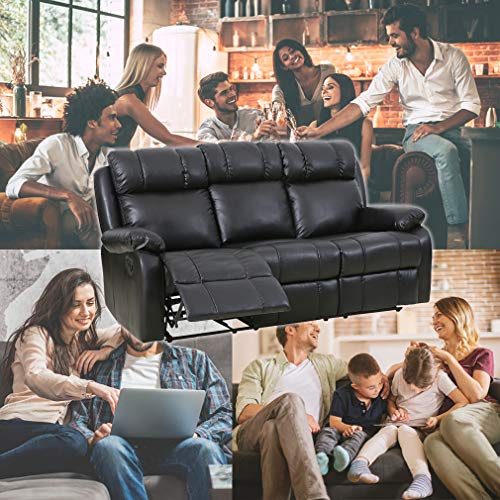 Comfortable Black Recliner Sofa for Home Theater