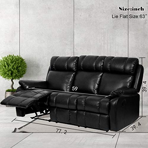 Comfortable Black Recliner Sofa for Home Theater