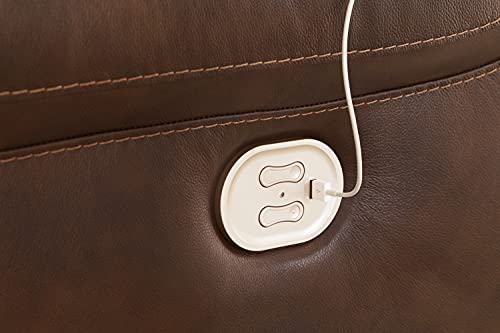 Brown Leather Power Reclining Sofa with Adjustable Headrest