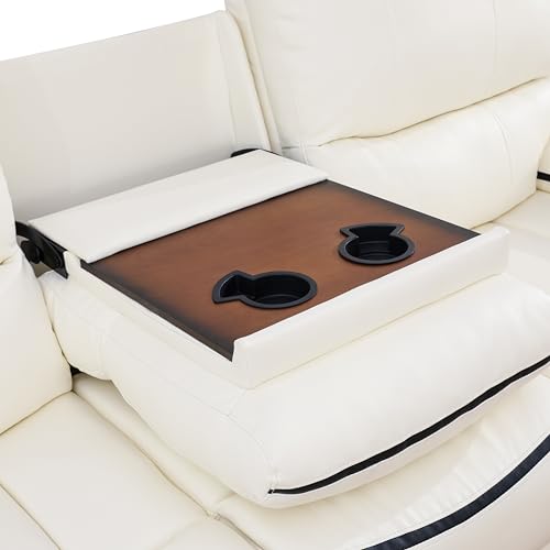 Creamy White Recliner Sofa Set with Cup Holders