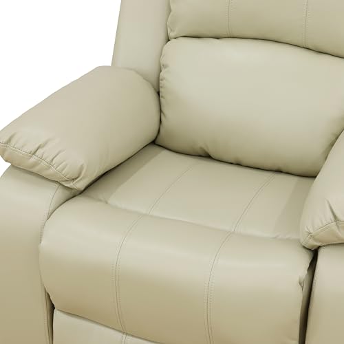 Beige Leather Recliner Sofa and Loveseat Set