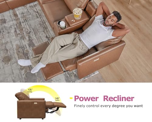 AMERLIFE Electric Reclining Sectional Sofa with Console