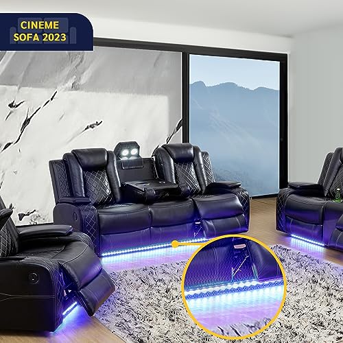 FUOROLA 3-Piece Power Reclining Sofa Set in Black