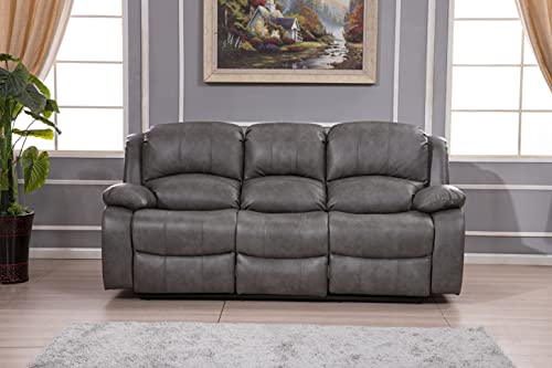 Betsy 8018 Gray Leather Fiber Recliner Sofa