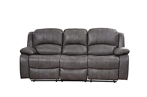 Betsy 8018 Gray Leather Fiber Recliner Sofa