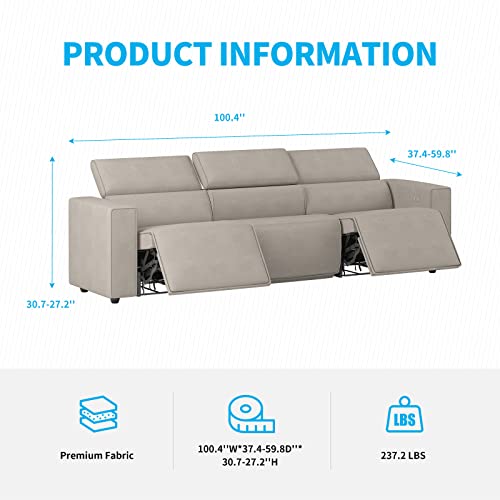 CECER Electric Reclining Sofa with USB Charging