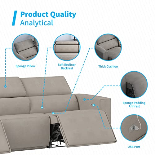 CECER Electric Reclining Sofa with USB Charging