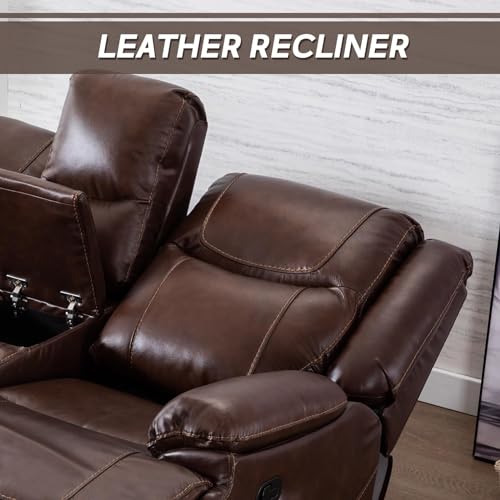 EBELLO Brown Leather Recliner Sofa Set