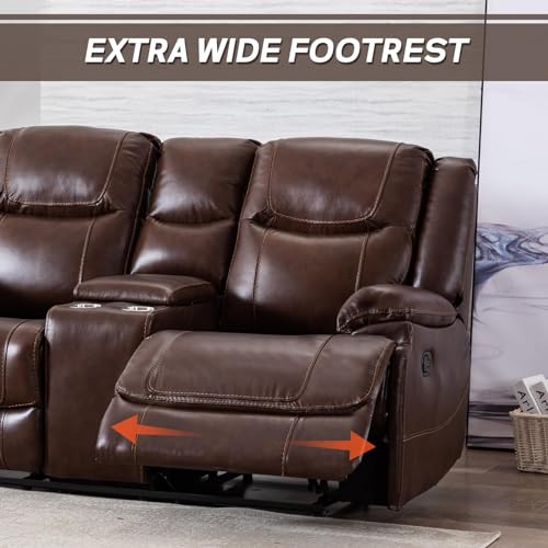 EBELLO Brown Leather Recliner Sofa Set