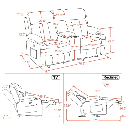 MCombo Electric Reclining Loveseat with Heat & Massage