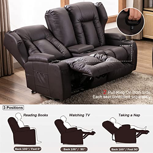 67" RV Loveseat Recliner with Console - Brown
