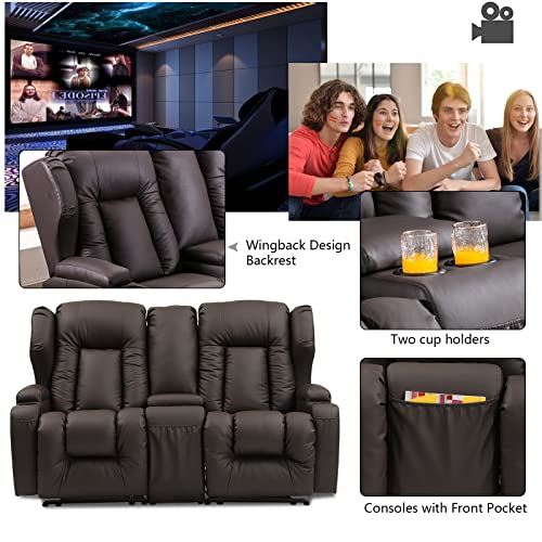 67" RV Loveseat Recliner with Console - Brown