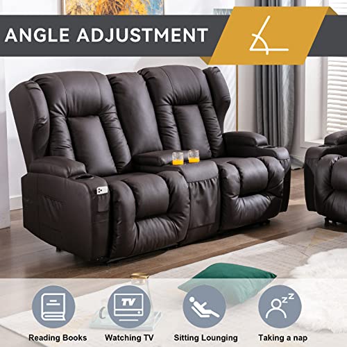 67" RV Loveseat Recliner with Console - Brown