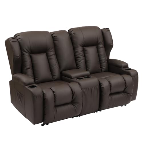 67" RV Loveseat Recliner with Console - Brown