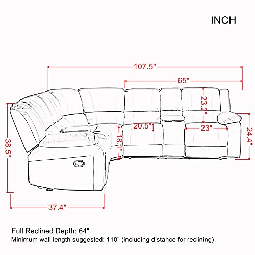 Power L-Shape Reclining Sofa with Consoles and Cup Holders