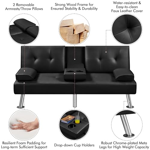 Yaheetech Adjustable Convertible Sofa Bed - Black