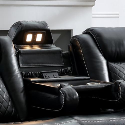 Power Reclining Leather Sofa with Wireless Charger