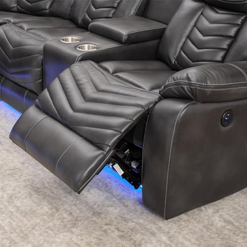 Reclining Sectional Sofa with Speakers and LED Lights
