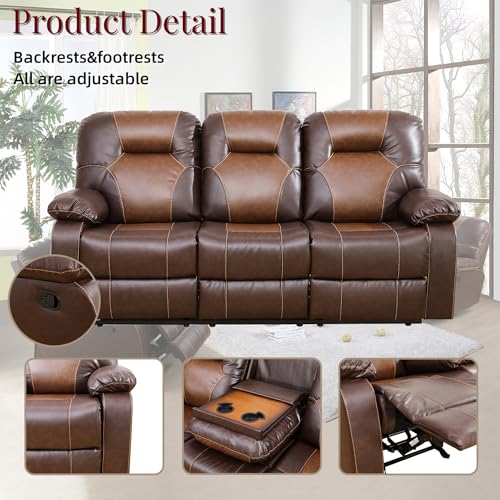 Caberryne Brown Leather Recliner Sofa Set