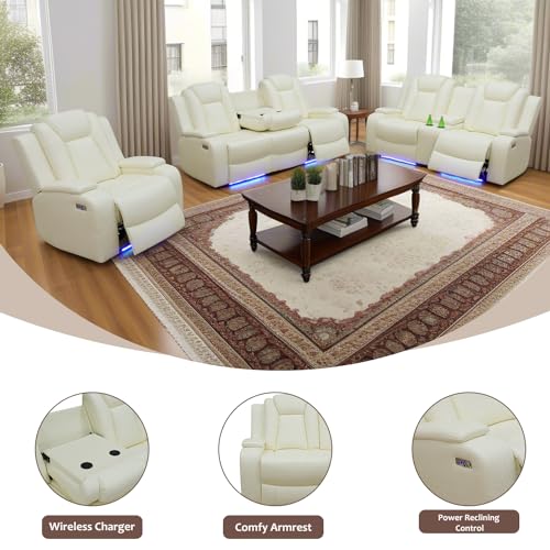Power Recliner Loveseat with LED Lights and USB