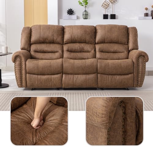 Brown 3-Seater Faux Leather Sofa Bed