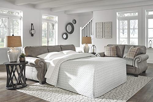 Ashley Olsberg Gray Faux Leather Queen Sofa Sleeper