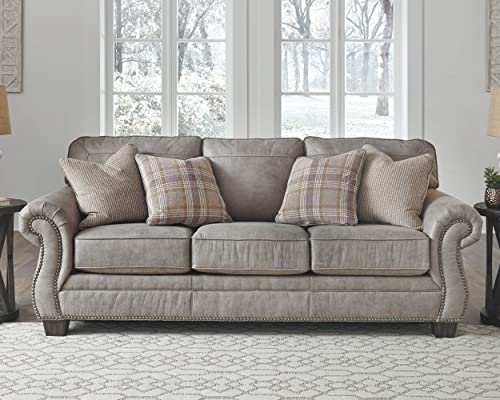 Ashley Olsberg Gray Faux Leather Queen Sofa Sleeper