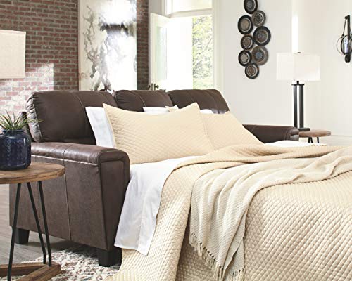 Navi Brown Faux Leather Queen Sleeper Sofa