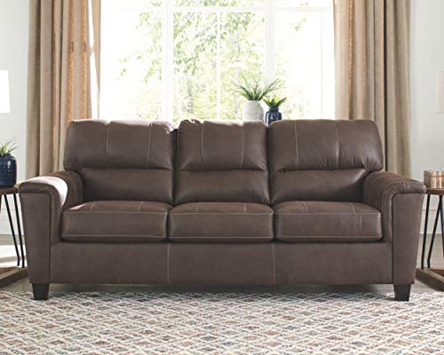 Navi Brown Faux Leather Queen Sleeper Sofa