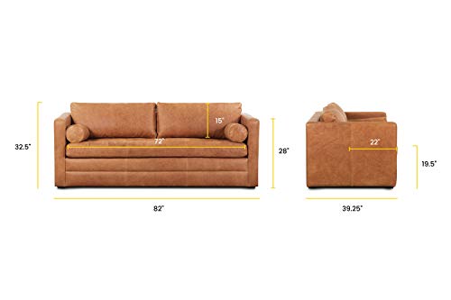 Cognac Tan Italian Leather Pull-Out Sofa
